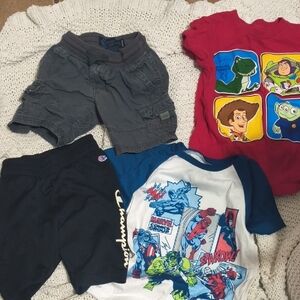 Champion Graphic Tees and Shorts Set - Red, Blue, Gray, Black